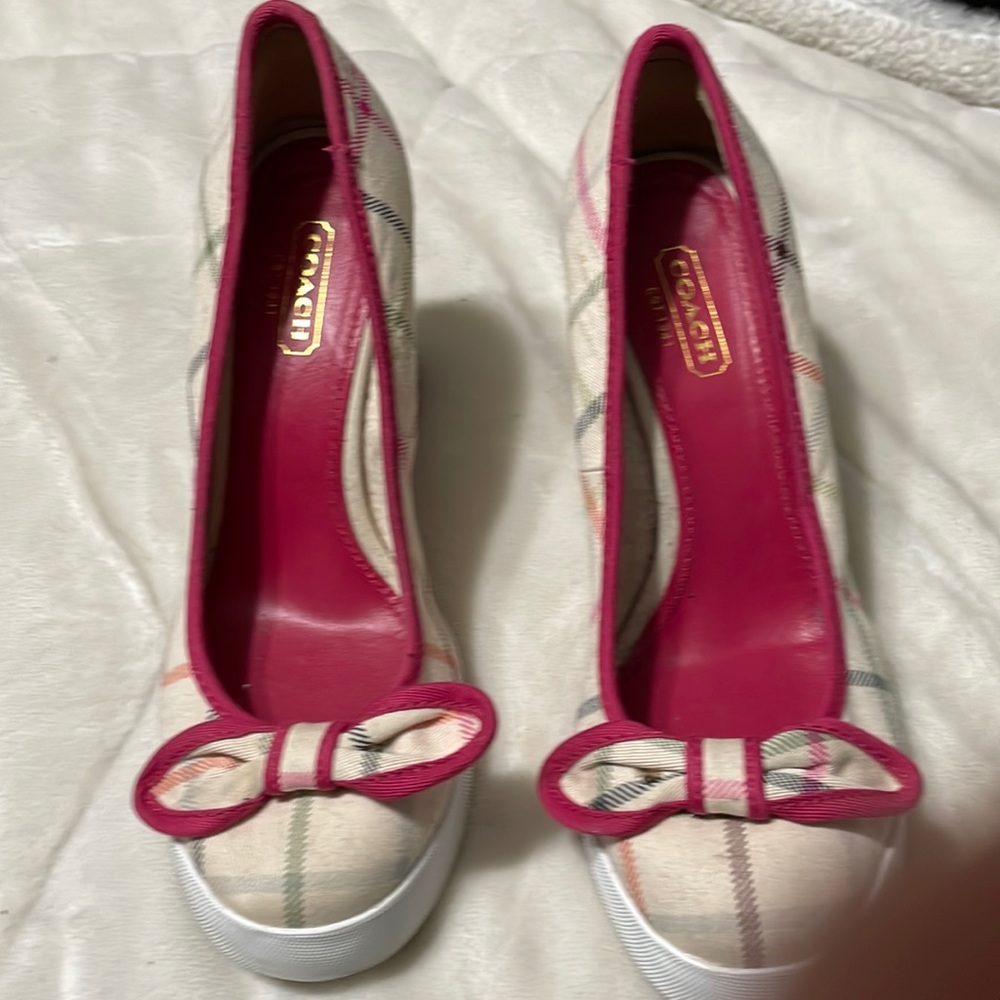 Coach, wedge shoes. Canvas. Used but good condition